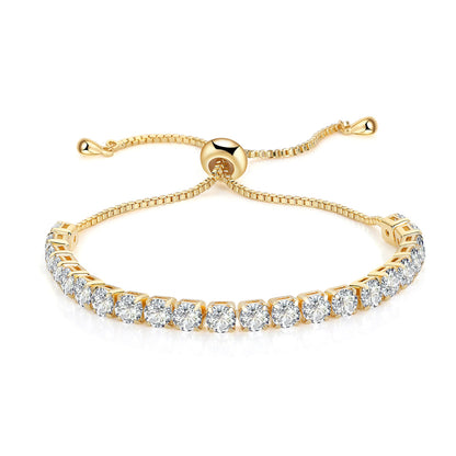 Adjustable Round Zircon Crystal Tennis Bracelet