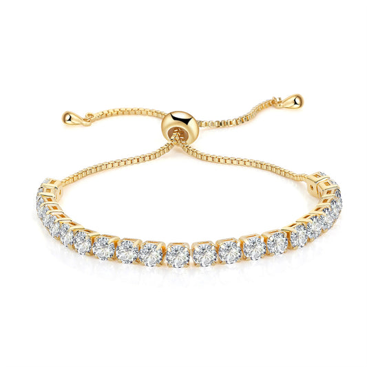 Adjustable Round Zircon Crystal Tennis Bracelet