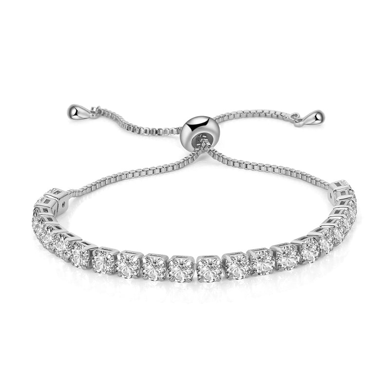 Adjustable Round Zircon Crystal Tennis Bracelet