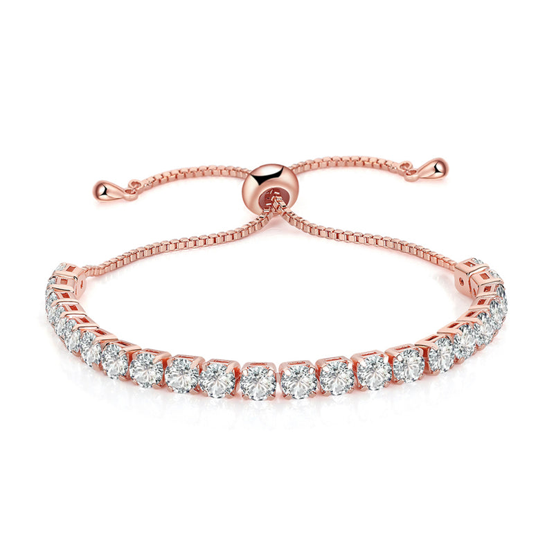 Adjustable Round Zircon Crystal Tennis Bracelet